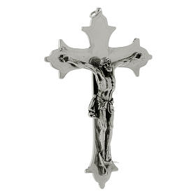 Crucifixo episcopal latão prateado 12,5x9 cm