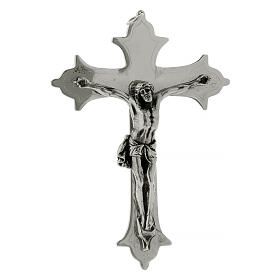 Bishop cross with crucifix in silver-plated brass 13 cm