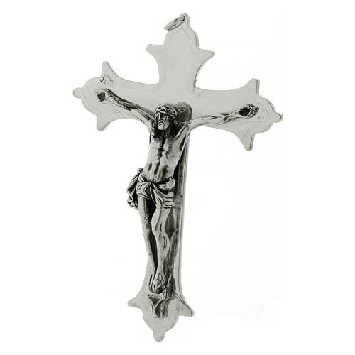 Bishop cross with crucifix in silver-plated brass 13 cm 3
