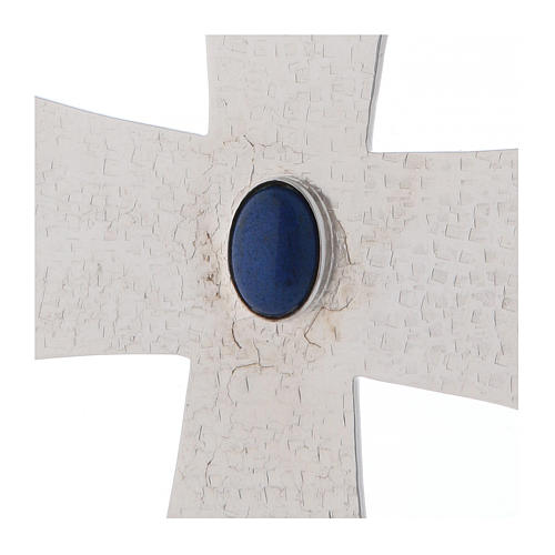 Bischofskreuz aus Messing 12 cm hoch mit blauem Stein 2