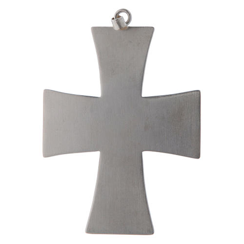 Cruz episcopal con piedra azul 12 cm latón 3