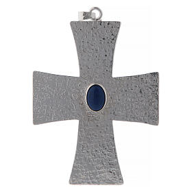 Croix épiscopale avec pierre bleue 12 cm laiton
