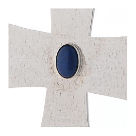 Croix épiscopale avec pierre bleue 12 cm laiton