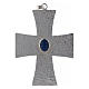 Krzyż biskupi z kamieniem niebieskim 12 cm mosiądz s1