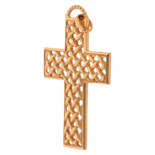 Croix pectorale tressée argent 925 doré 3