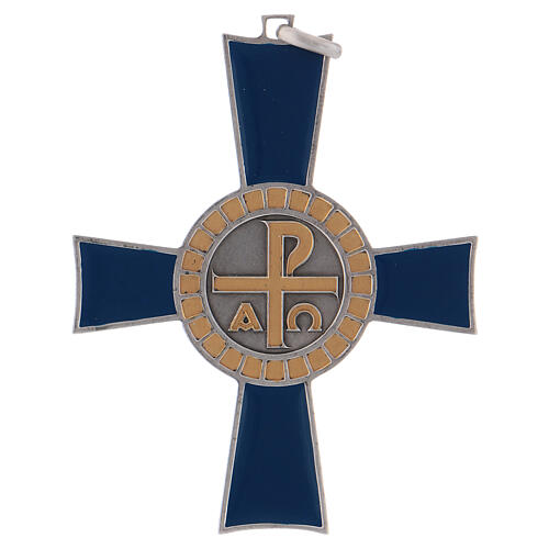 Alpha and Omega bishop cross in sterling silver 1