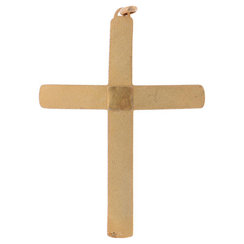 Croix pectoral avec rubis synthétique argent 925 doré 4