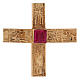 Croix pectoral avec rubis synthétique argent 925 doré s2