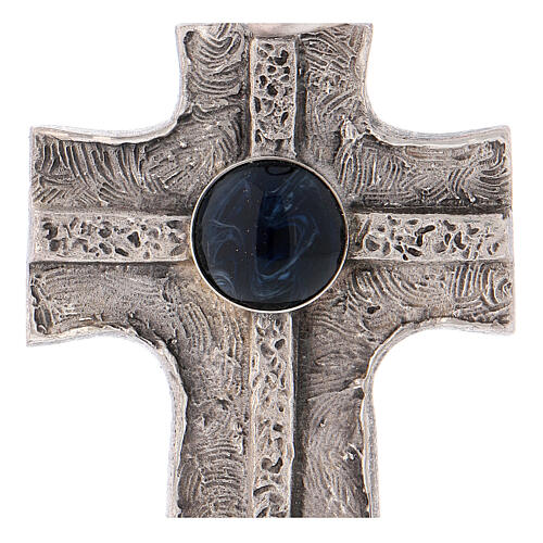 Pectoral cross with natural solid stone in 925 silver 2