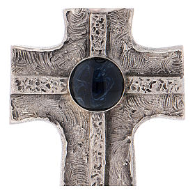 Croix pectorale avec pierre solide naturelle argent 925 doré