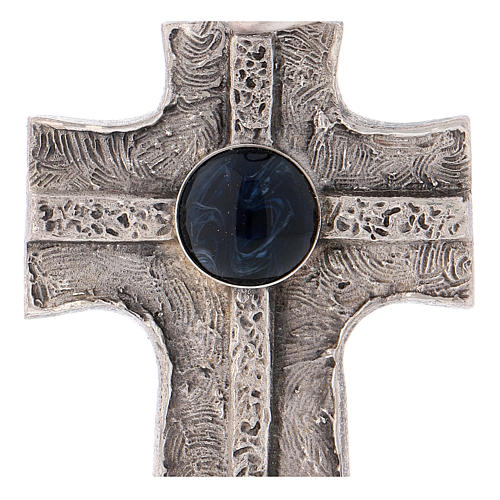 Croix pectorale avec pierre solide naturelle argent 925 doré 2