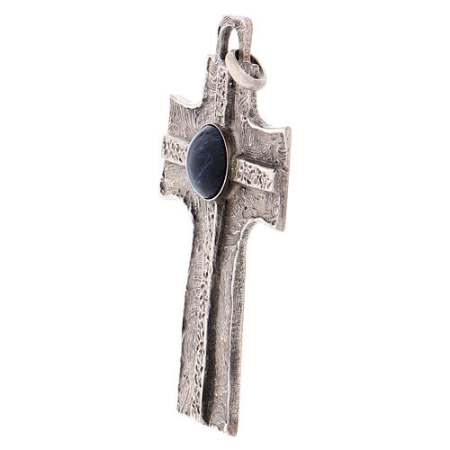 Croce pettorale con pietra solida naturale argento 925 3