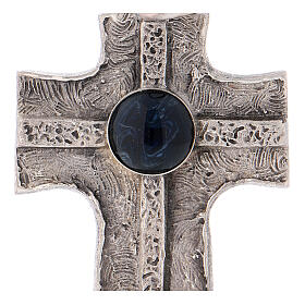Bishop cross with natural solid stone in 925 silver