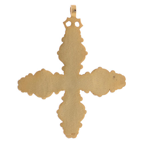 Croix pectorale avec cornaline et lapis-lazuli argent 925 doré 5