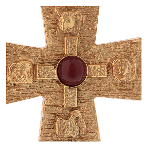 Brustkreuz aus vergoldetem 925er Silber, Evangelistensymbole 2