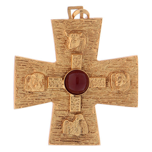 Cruz pectoral de los cuatro evangelistas plata 925 dorada 1