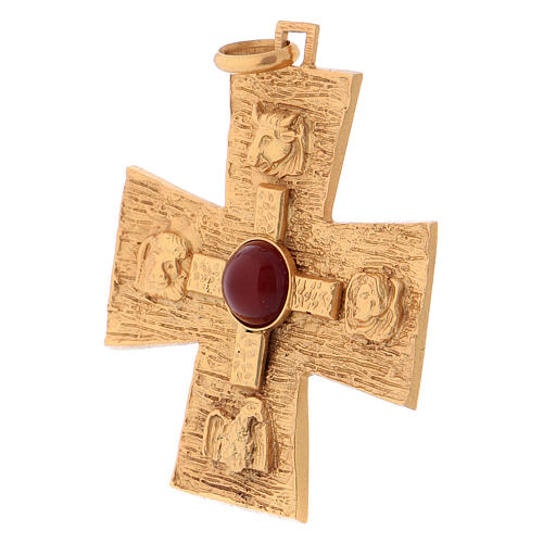Cruz pectoral de los cuatro evangelistas plata 925 dorada 3