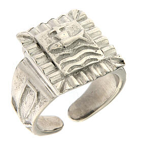 Bishop ring with fish, 925 silver
