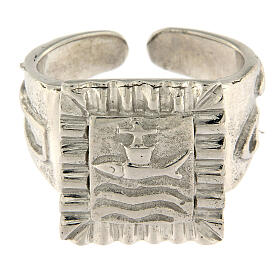 Bishop ring with fish, 925 silver