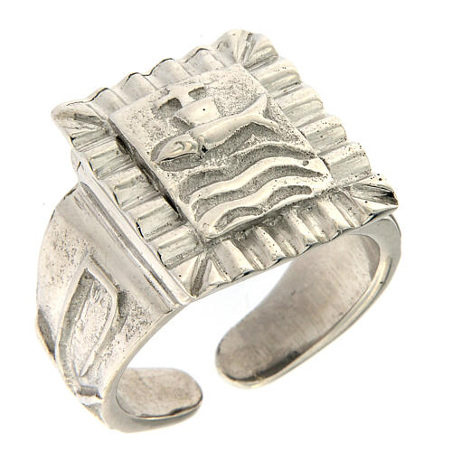 Bishop ring with fish in 925 silver 1