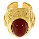 Bishop ring with natural carnelian, gold plated 925 silver s2
