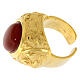 Bishop ring with natural carnelian, gold plated 925 silver s3