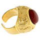 Bishop ring with natural carnelian, gold plated 925 silver s4