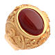 Anel episcopal prata 925 dourada com pedra cornalina natural