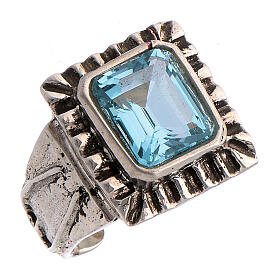 Bishop ring with synthetic topaz, 925 silver