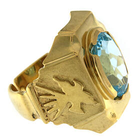 Bishop ring with dove, gold plated 925 silver