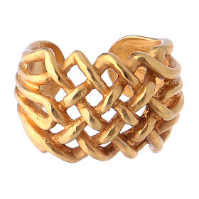 Braided bishop ring, gold plated 925 silver