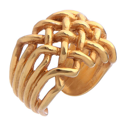 Braided bishop ring, gold plated 925 silver 1