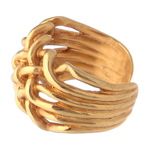 Braided bishop ring, gold plated 925 silver 4