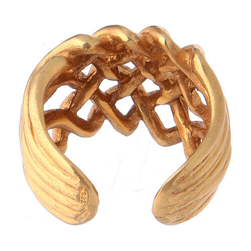 Braided bishop ring, gold plated 925 silver 5