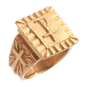 Christ bishop ring, gold plated 925 silver