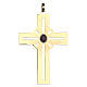 Croce pettorale dorata argento 925 pietra sintetica viola s1