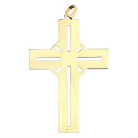 Golden pectoral cross in 925 silver synthetic purple stone