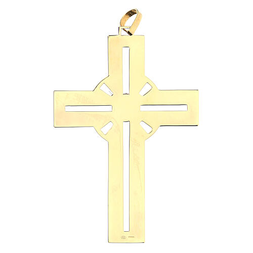 Golden pectoral cross in 925 silver synthetic purple stone 2