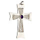 Pectoral cross in 925 silver with purple stone s3