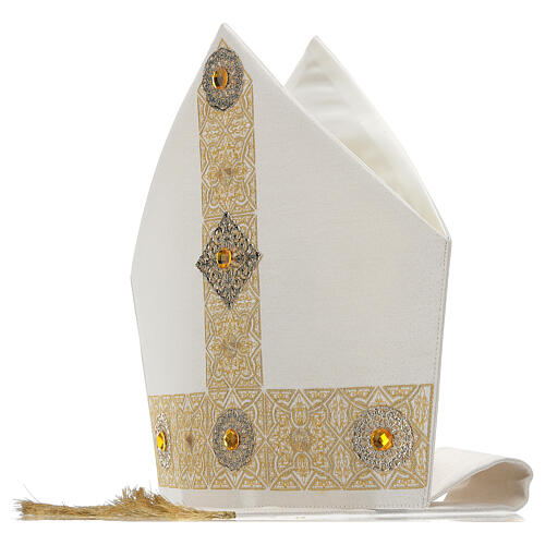 Mitra con ricamo dorato écru Limited Edition 4