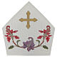 Mitra episcopal cor cru com bordados florais e franjas Edição Limitada s4