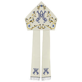 Satin Marian mitre with machine embroidery Gamma