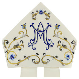 Satin Marian mitre with machine embroidery Gamma