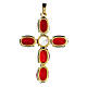 Croix pendentif cristal ovale serti rouge rubis s3