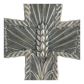 Krzyż biskupi srebro 925, dek. kłosy i promienie, 9x7 cm