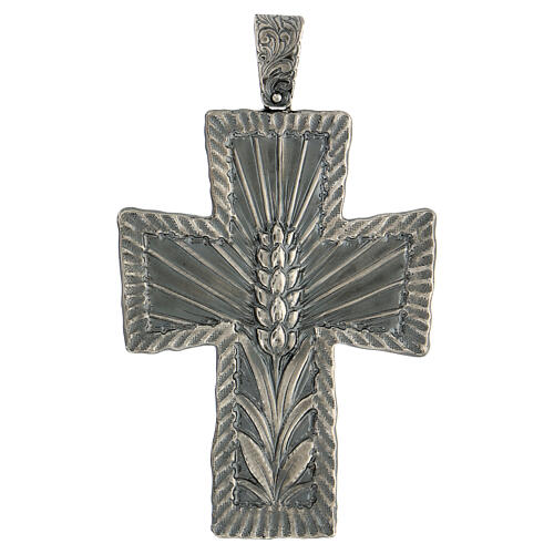 Krzyż biskupi srebro 925, dek. kłosy i promienie, 9x7 cm 1