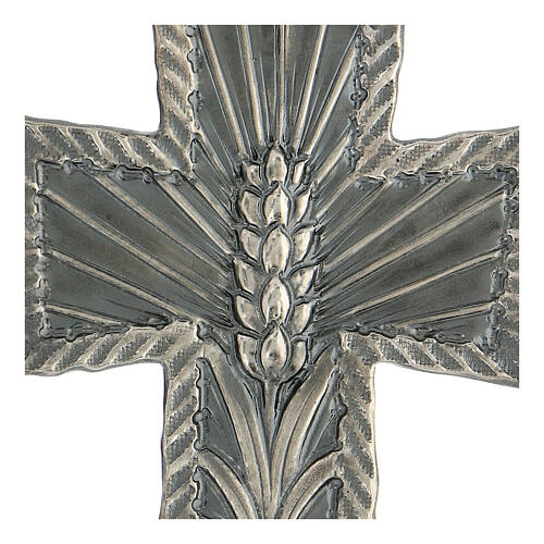 Krzyż biskupi srebro 925, dek. kłosy i promienie, 9x7 cm 2