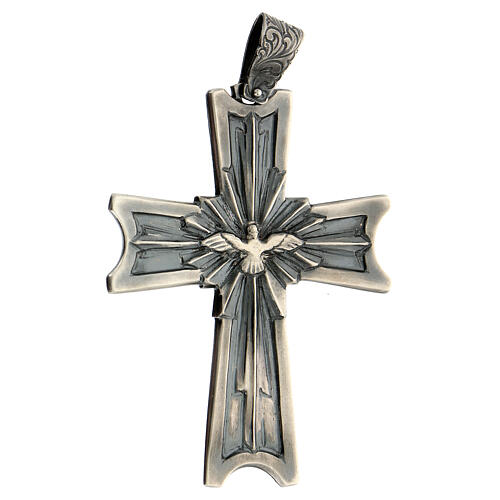 Croix épiscopale argent 925 Saint Esprit relief 3
