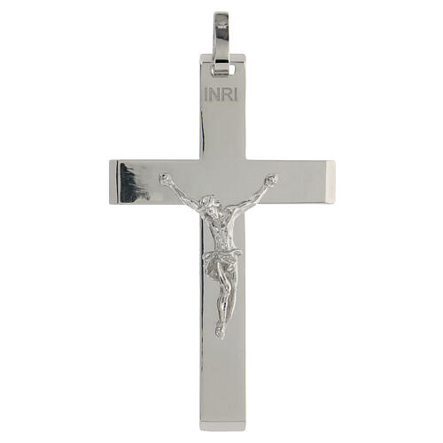 Episcopal cross in shiny 925 silver with body Christ relief 1