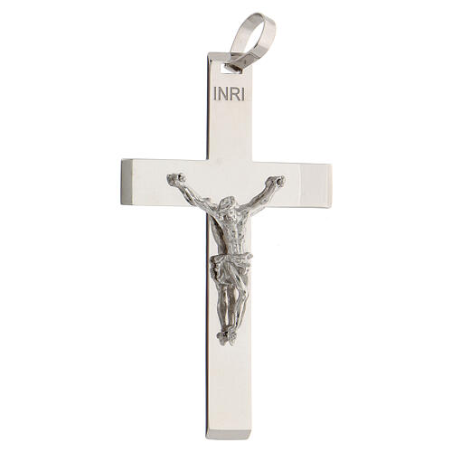 Episcopal cross in shiny 925 silver with body Christ relief 3